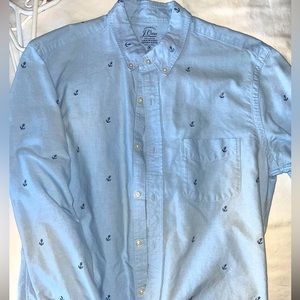 J crew lightweight Oxford cloth with embroidered anchors long sleeve